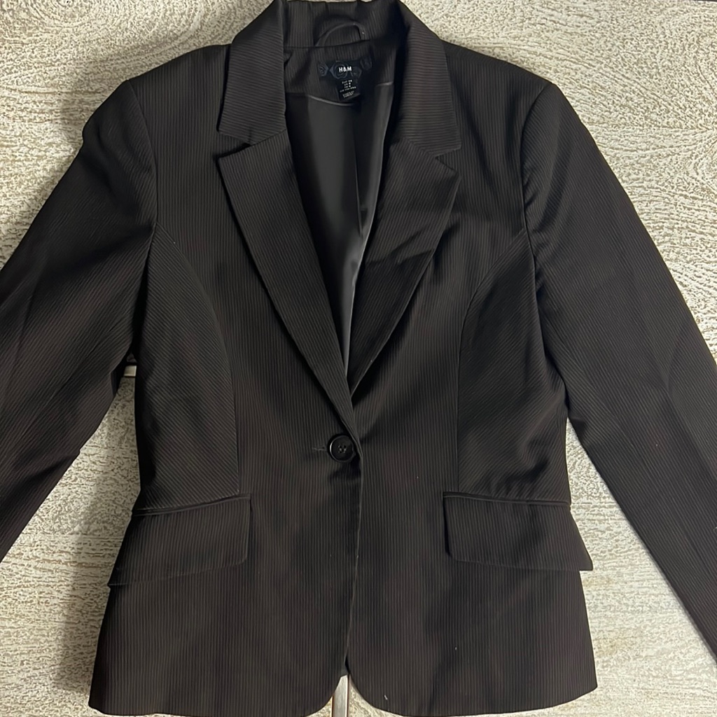 H&M Size 8 Blazer Brown Pinstripe